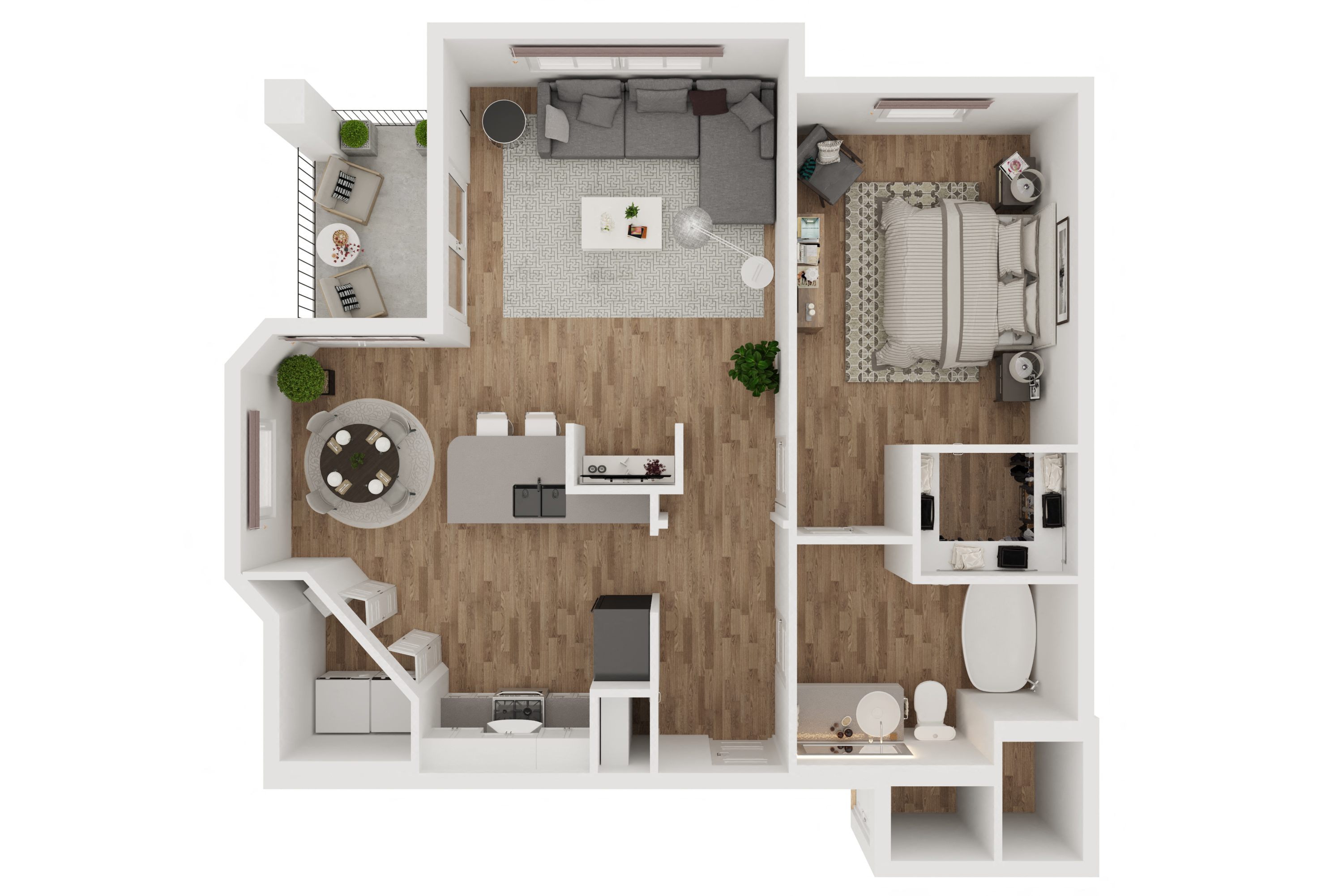 Floor plan for 1 bed, 1 bath, 823 sqft